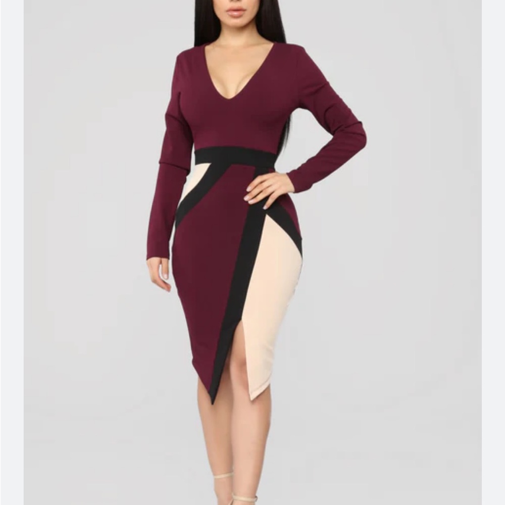 Stay Solid Colorblock Dress - Plum